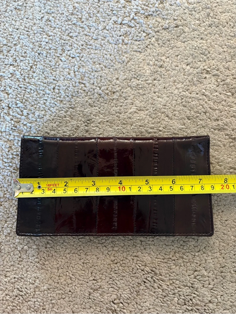 Genuine Eel Skin Long Wallet Dark Brown Made in Korea